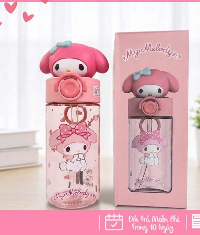 Bình Nước Học Sinh Dễ Thương Hình Nhân Vật Hoạt Hình - Bình Đựng Nước Bé Gái Đi Học Xinh Xắn