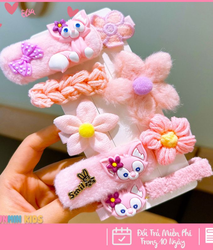 Set Kẹp Tóc Công Chúa Dễ Thương Cho Bé Gái - Xinh Xắn Mềm Mại Dễ Phối Đồ!