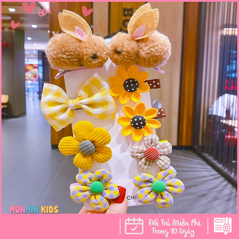 Set Kẹp Tóc Công Chúa Dễ Thương Cho Bé Gái - Xinh Xắn Mềm Mại Dễ Phối Đồ!