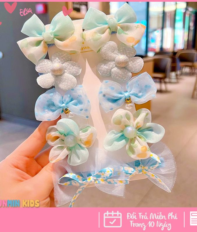 Set Kẹp Tóc Công Chúa Dễ Thương Cho Bé Gái - Xinh Xắn Mềm Mại Dễ Phối Đồ!