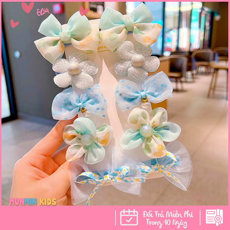 Set Kẹp Tóc Công Chúa Dễ Thương Cho Bé Gái - Xinh Xắn Mềm Mại Dễ Phối Đồ!