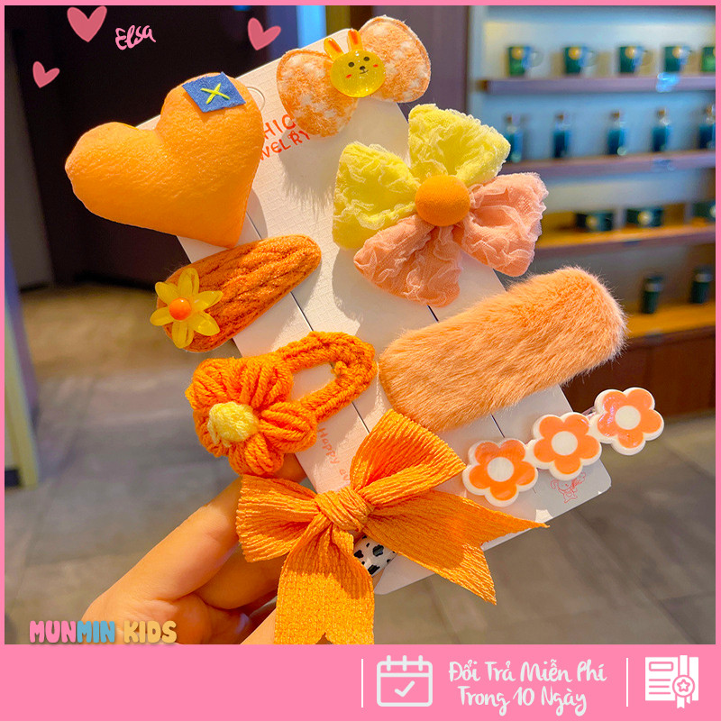 Set Kẹp Tóc Công Chúa Dễ Thương Cho Bé Gái - Xinh Xắn Mềm Mại Dễ Phối Đồ!