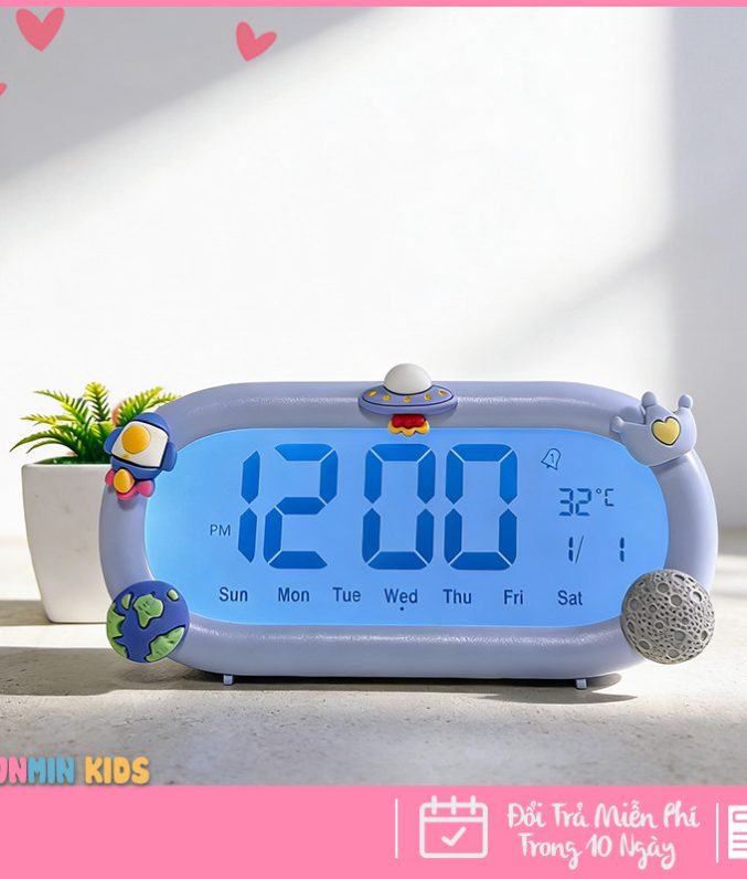 Đồng Hồ Báo Thức Để Bàn Điện Tử LED Cảm Biến Nhiệt Độ - Họa Tiết Hoạt Hình Cute Decor Bàn Học