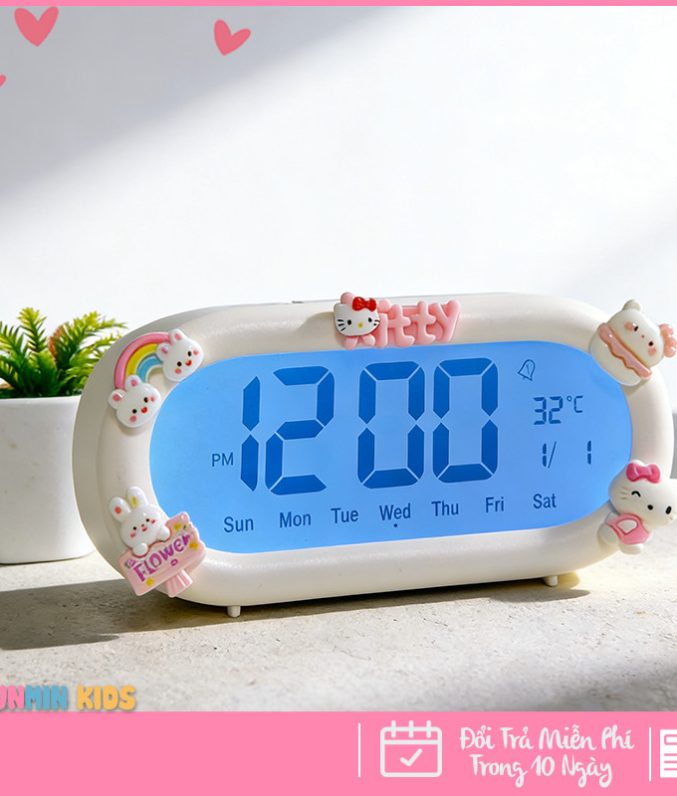 Đồng Hồ Báo Thức Để Bàn Điện Tử LED Cảm Biến Nhiệt Độ - Họa Tiết Hoạt Hình Cute Decor Bàn Học