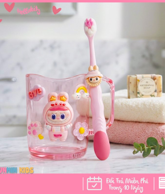 Bộ Cốc Bàn Chải Đánh Răng Trẻ Em Hình 3D Dễ Thương Cho Bé 3-10 Tuổi - Cốc Súc Miệng Kèm Bàn Chải Lông Mềm