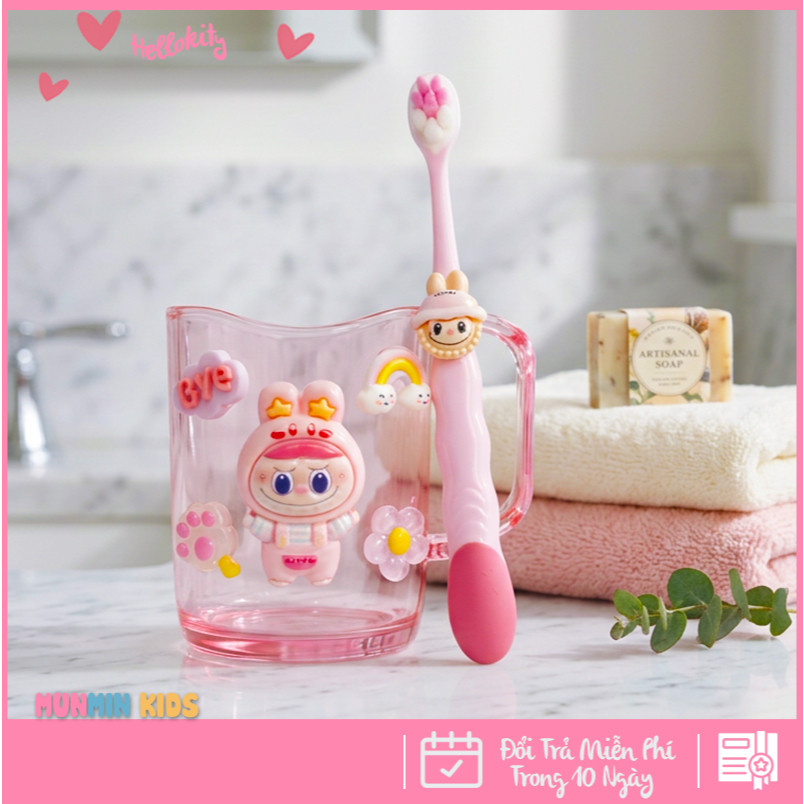 Bộ Cốc Bàn Chải Đánh Răng Trẻ Em Hình 3D Dễ Thương Cho Bé 3-10 Tuổi - Cốc Súc Miệng Kèm Bàn Chải Lông Mềm