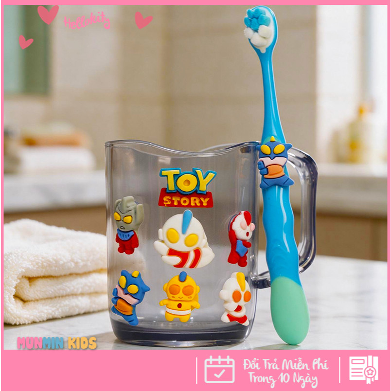 Bộ Cốc Bàn Chải Đánh Răng Trẻ Em Hình 3D Dễ Thương Cho Bé 3-10 Tuổi - Cốc Súc Miệng Kèm Bàn Chải Lông Mềm