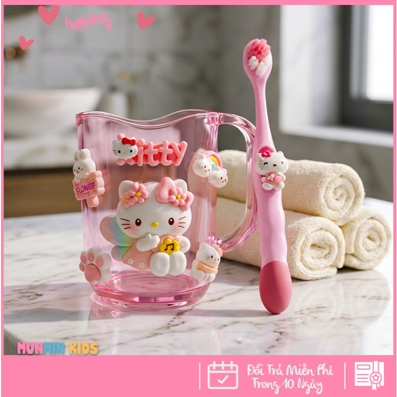 Bộ Cốc Bàn Chải Đánh Răng Trẻ Em Hình 3D Dễ Thương Cho Bé 3-10 Tuổi - Cốc Súc Miệng Kèm Bàn Chải Lông Mềm