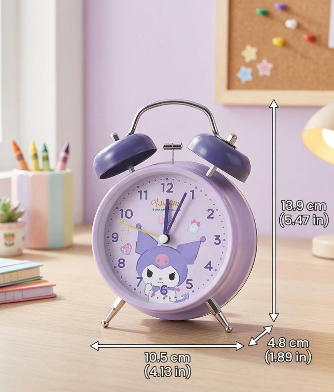 Đồng Hồ Báo Thức Để Bàn Vỏ Kim Loại - Chuông Chùm Siêu To, Kim Trôi Êm Ái, Có Đèn Ngủ Dễ Thương Cho Bé