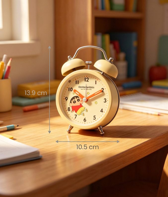 Đồng Hồ Báo Thức Để Bàn Vỏ Kim Loại - Chuông Chùm Siêu To, Kim Trôi Êm Ái, Có Đèn Ngủ Dễ Thương Cho Bé