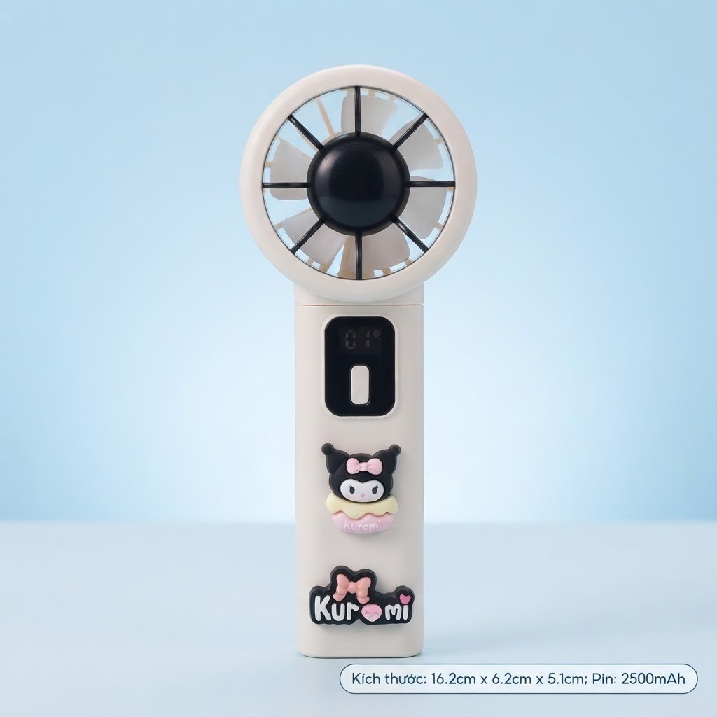 Quạt Mini Cầm Tay Sạc Điện Pin 2500mAh Phối Sticker Hoạt Hình Dễ Thương Cho Bé - MunMin Kids