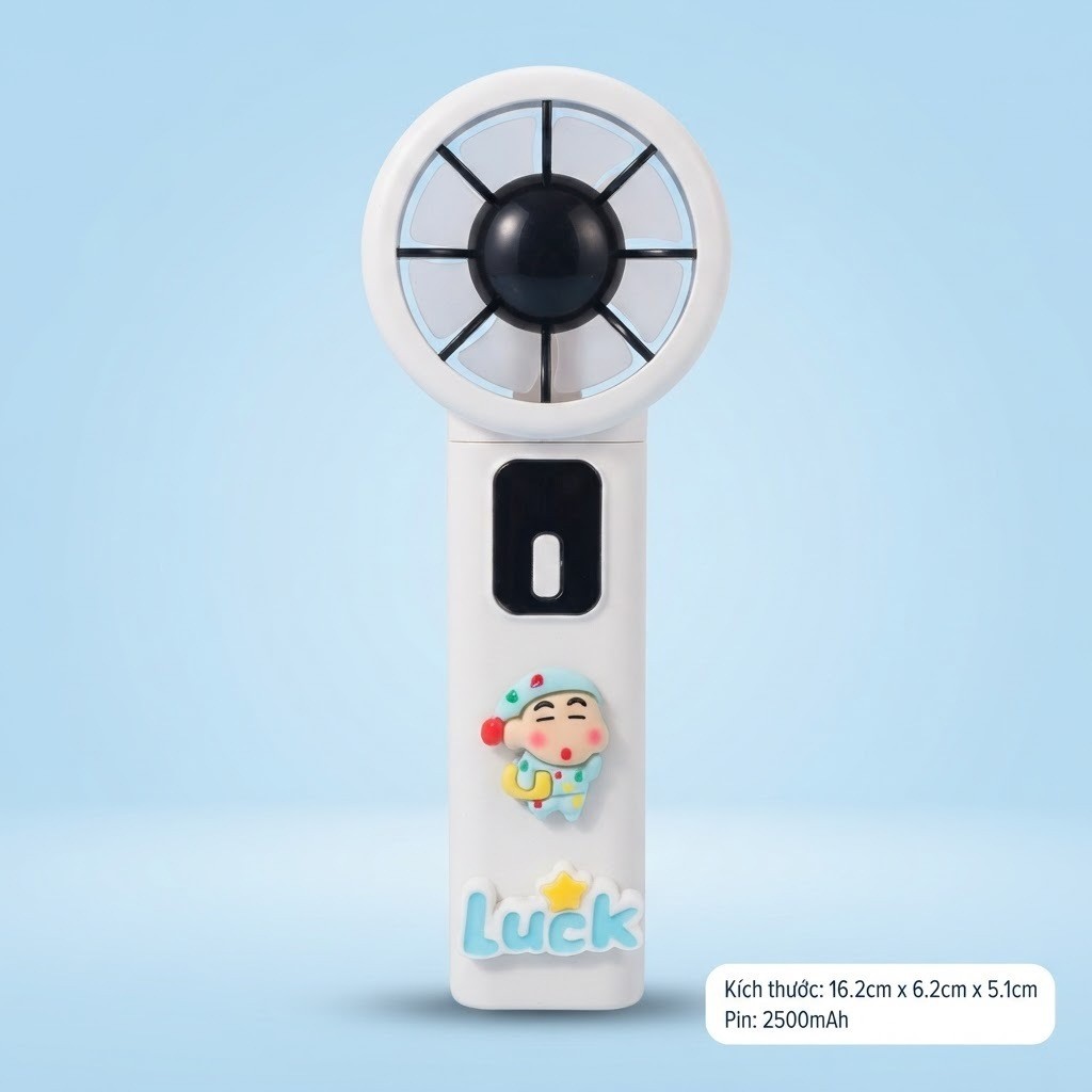 Quạt Mini Cầm Tay Sạc Điện Pin 2500mAh Phối Sticker Hoạt Hình Dễ Thương Cho Bé - MunMin Kids
