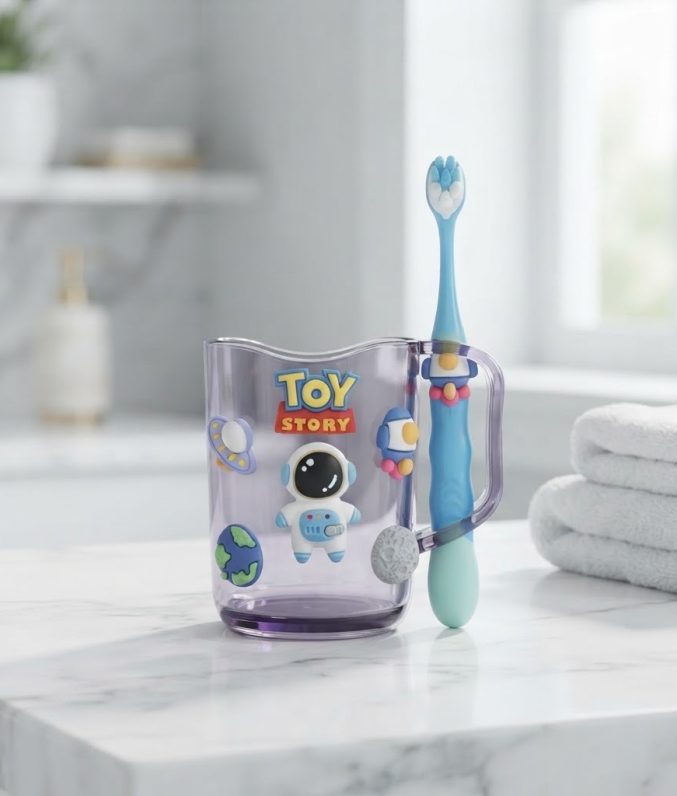 Bộ Cốc Bàn Chải Đánh Răng Trẻ Em Hình 3D Dễ Thương Cho Bé 3-10 Tuổi - Cốc Súc Miệng Kèm Bàn Chải Lông Mềm