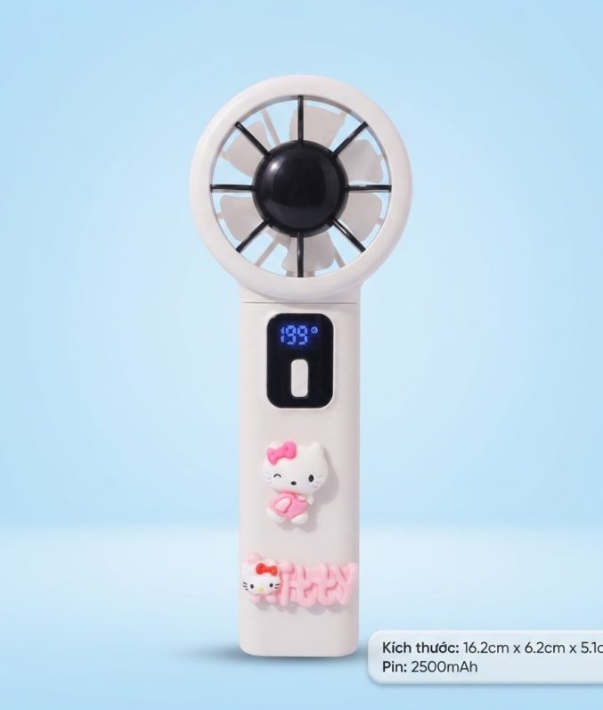Quạt Mini Cầm Tay Sạc Điện Pin 2500mAh Phối Sticker Hoạt Hình Dễ Thương Cho Bé - MunMin Kids