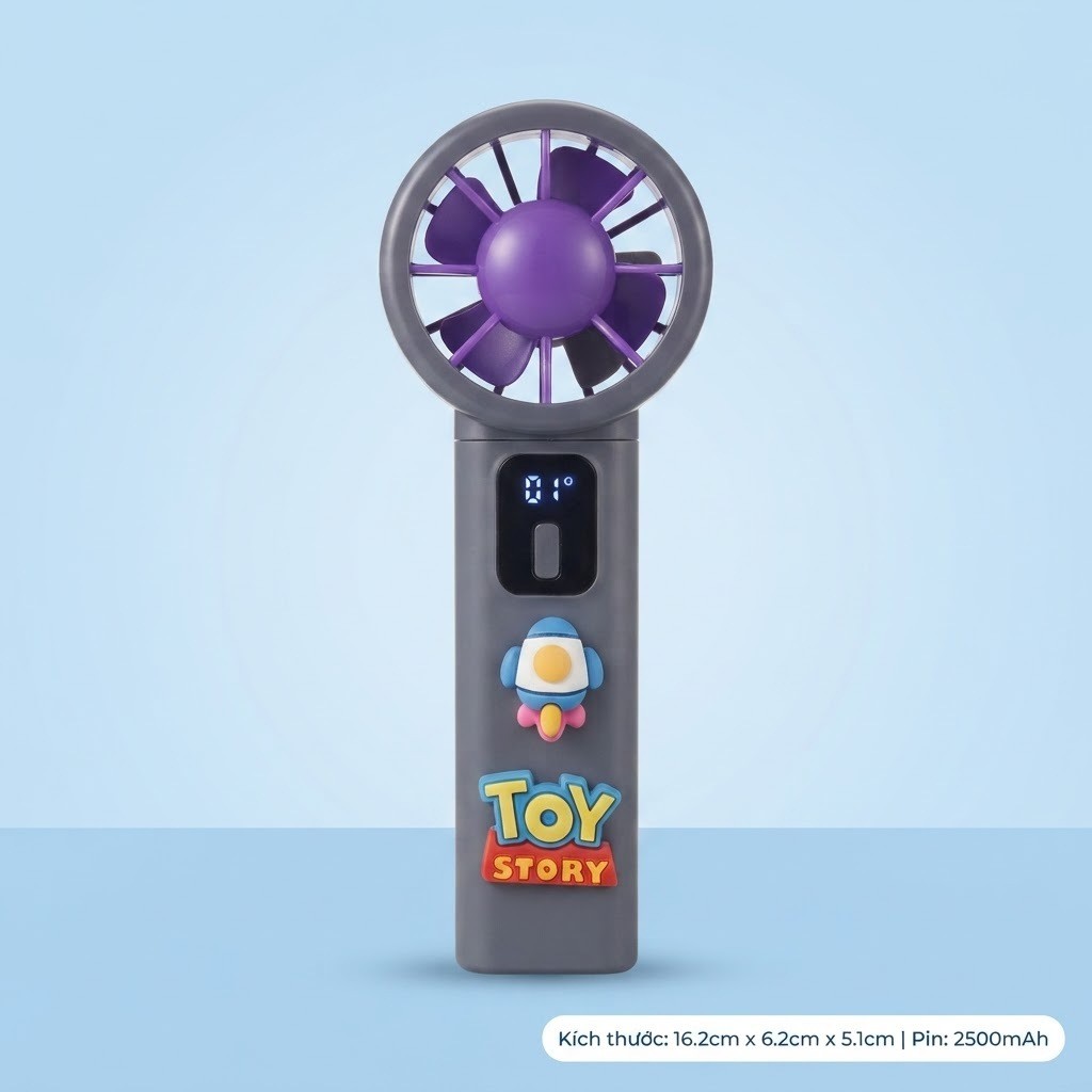 Quạt Mini Cầm Tay Sạc Điện Pin 2500mAh Phối Sticker Hoạt Hình Dễ Thương Cho Bé - MunMin Kids