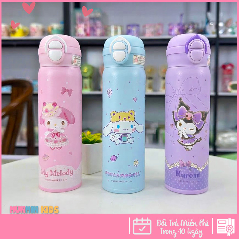 Bình Giữ Nhiệt Trẻ Em Hoạt Hình 500ml Inox 316 Cao Cấp - Bình Nước Có Khóa An Toàn Chống Rò Rỉ Cho Bé