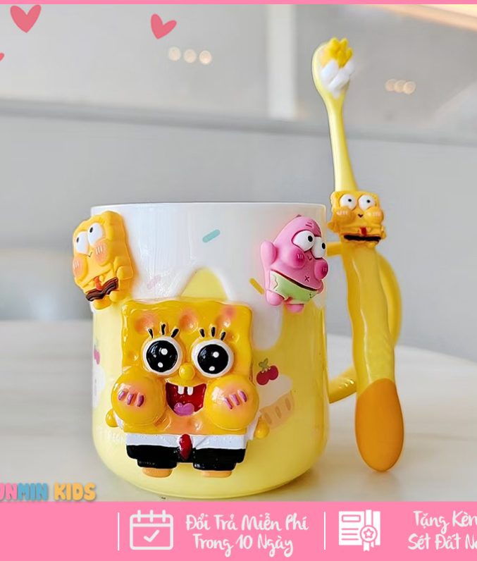 Cốc Uống Nước Cho Bé, Cốc Đánh Răng Cho Bé Hình Nhân Vật Hoạt Hình Dễ Thương
