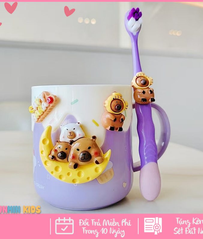 Cốc Uống Nước Cho Bé, Cốc Đánh Răng Cho Bé Hình Nhân Vật Hoạt Hình Dễ Thương