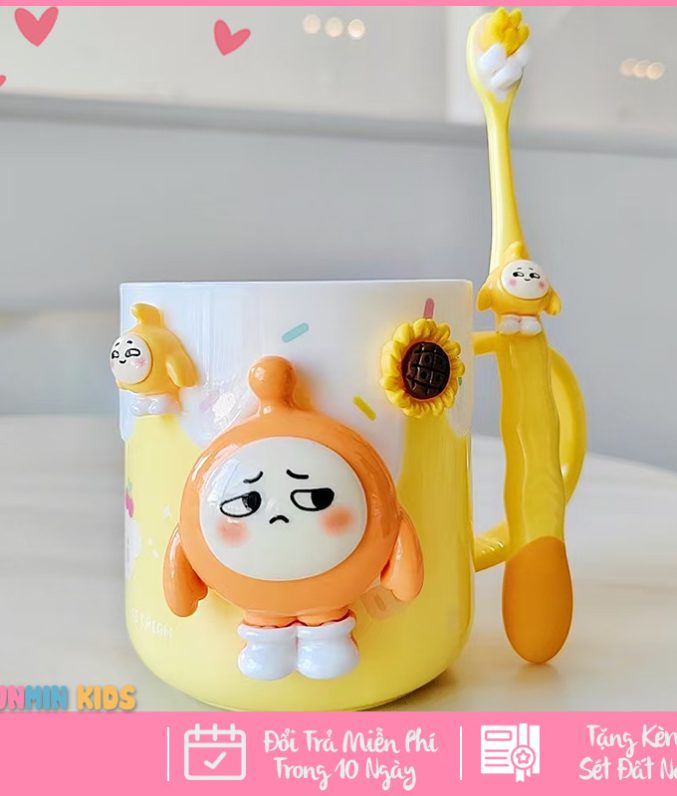 Cốc Uống Nước Cho Bé, Cốc Đánh Răng Cho Bé Hình Nhân Vật Hoạt Hình Dễ Thương